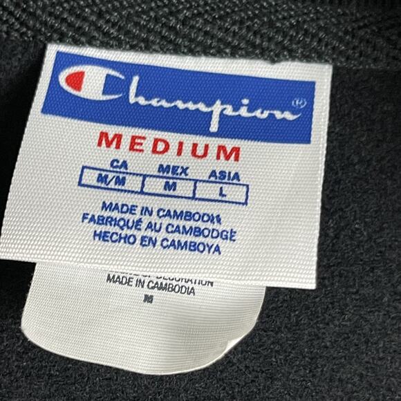 Champion Tricot Track Jacket Mens Medium Black Full Zip Colorful Logo Sporty - Picture 9 of 16